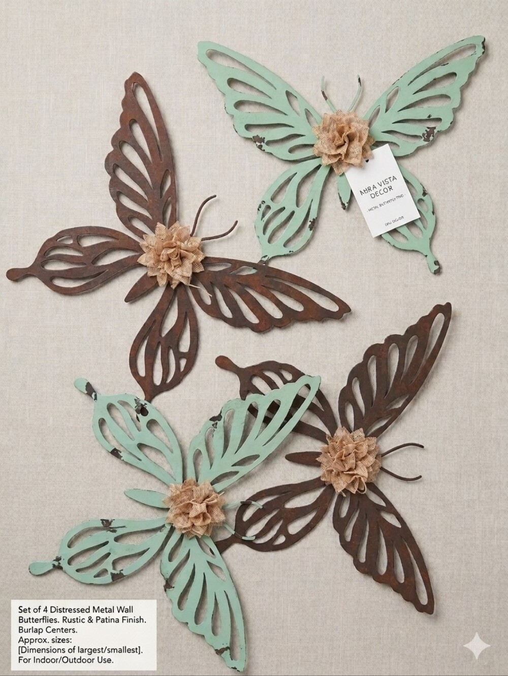 Hobby Lobby Metal Butterfly Wall Decor in Mint Green and Rustic Brown